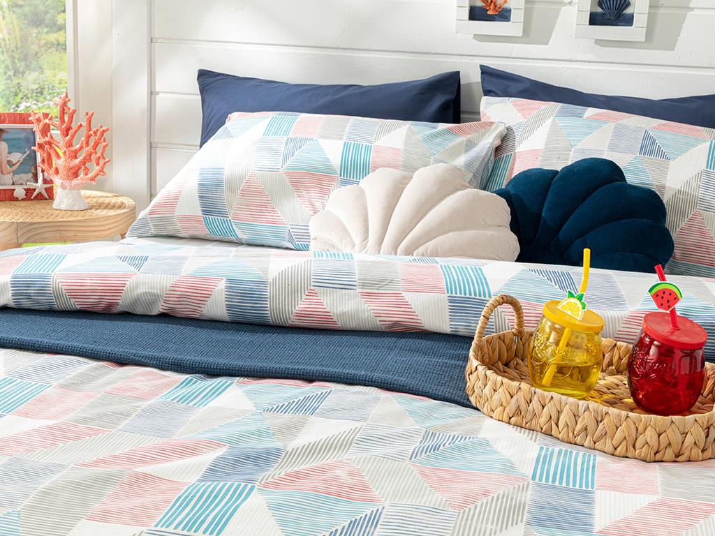 Sea Marine Cottony  King Size  SET LENJERIE DE PAT 240x220 cm Albastru.