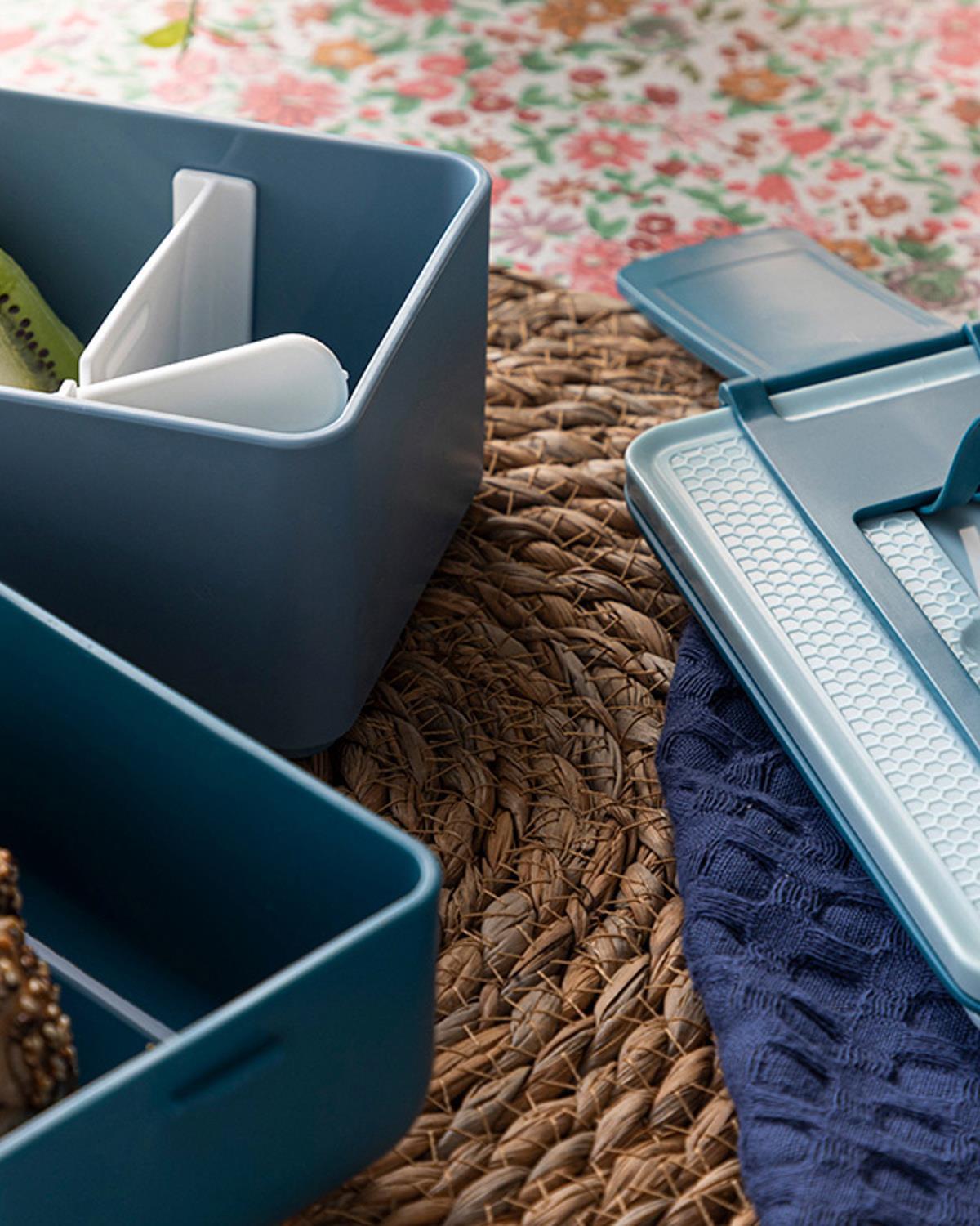 Seana Plastic Two Tier Stacked Lunch Box 18x10x13,2 cm Blue