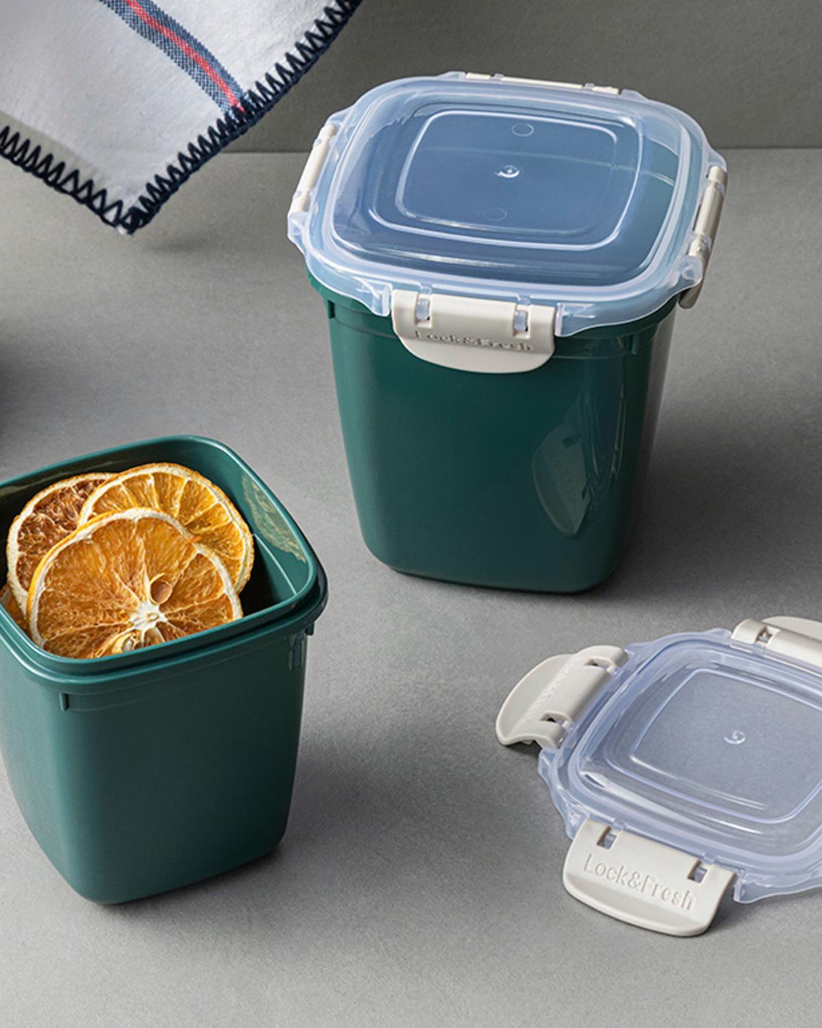 Set 2 caserole cu capac, Master Lock, plastic, 575 + 1075 ml, verde