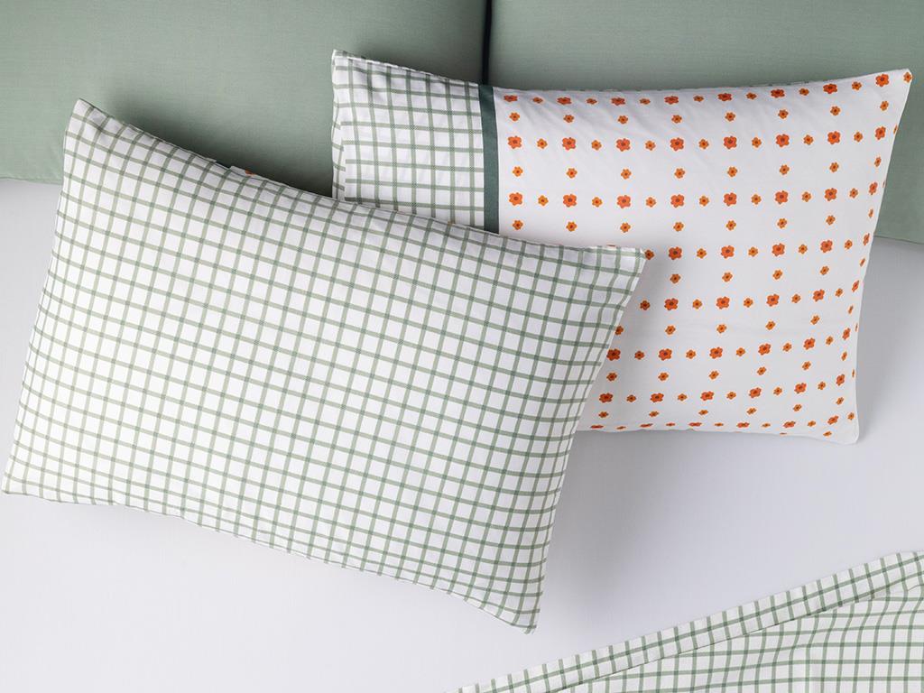 Set 2 fețe de pernă, Bloom Check, bumbac-poliester, 50x70 cm