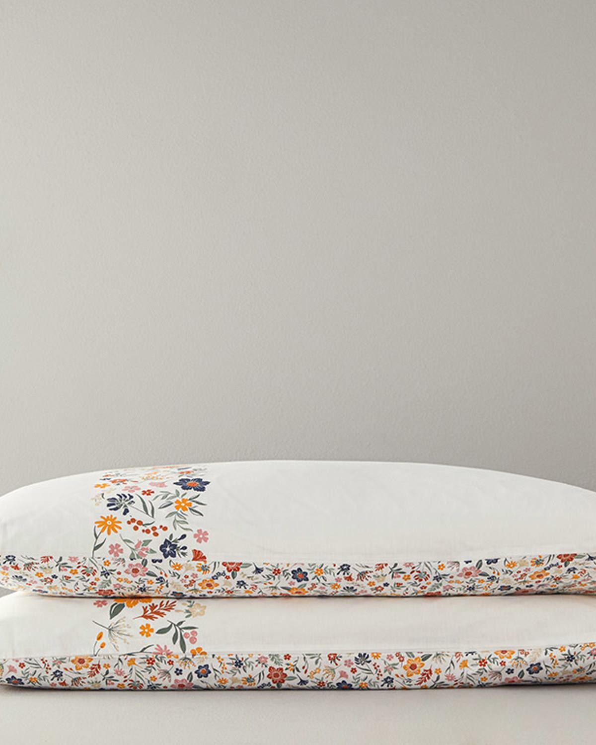 Set 2 fețe de pernă, Bloomy Lines, bumbac, 50x70 cm, galben