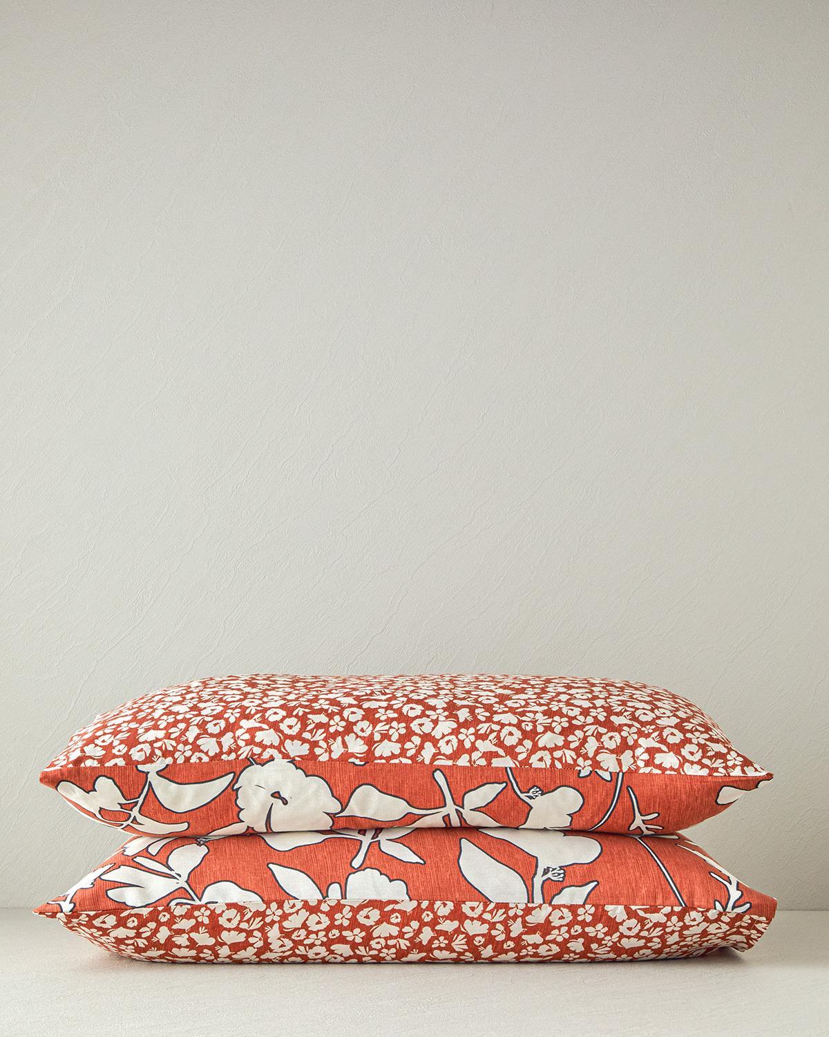 Set 2 fețe de pernă, Grandiflora, bumbac-viscoză, 50x70 cm, terracotta
