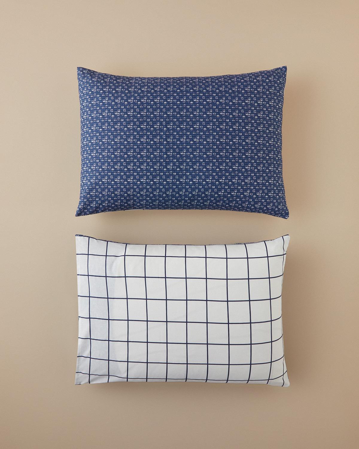 Set 2 fete de perna, Border Check, bumbac-poliester, 50x70 cm, bleumarin