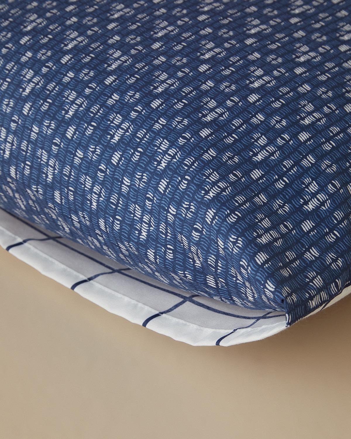 Set 2 fete de perna, Border Check, bumbac-poliester, 50x70 cm, bleumarin