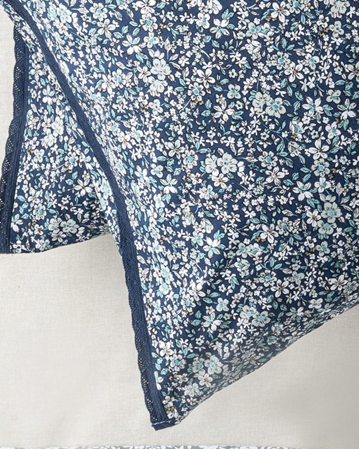 Set 2 fete de perna, Fleur De Nuit, bumbac, 50x70 cm, bleumarin