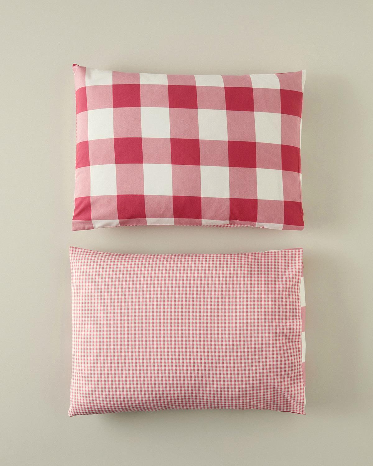 Set 2 fete de perna, Gingham, bumbac-poliester, 50x70 cm, roz