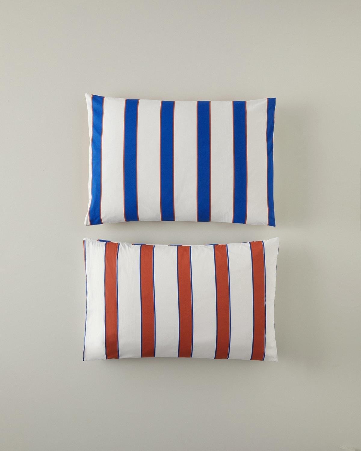 Set 2 fete de perna, Marine Stripe, bumbac, 50x70 cm, albastru-portocaliu