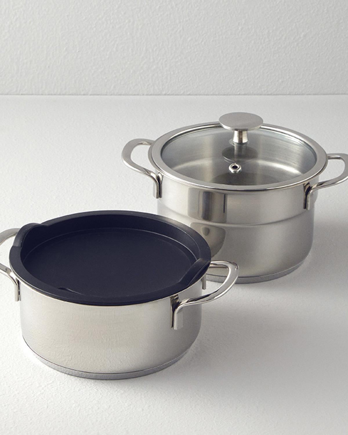 Set 2 oale cu capac, Terra, oțel inoxidabil, 14 cm