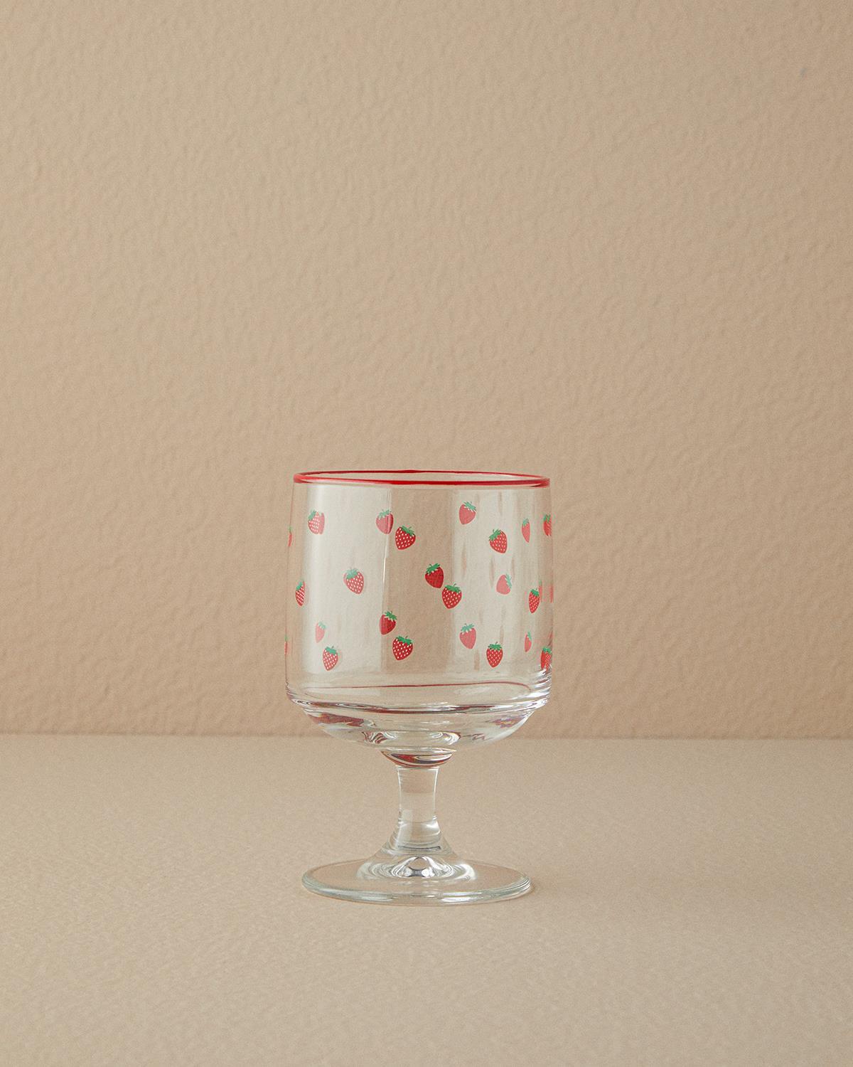 Set 3 Pahare pentru apă, Strawberry, sticlă, 300 ml, roșu