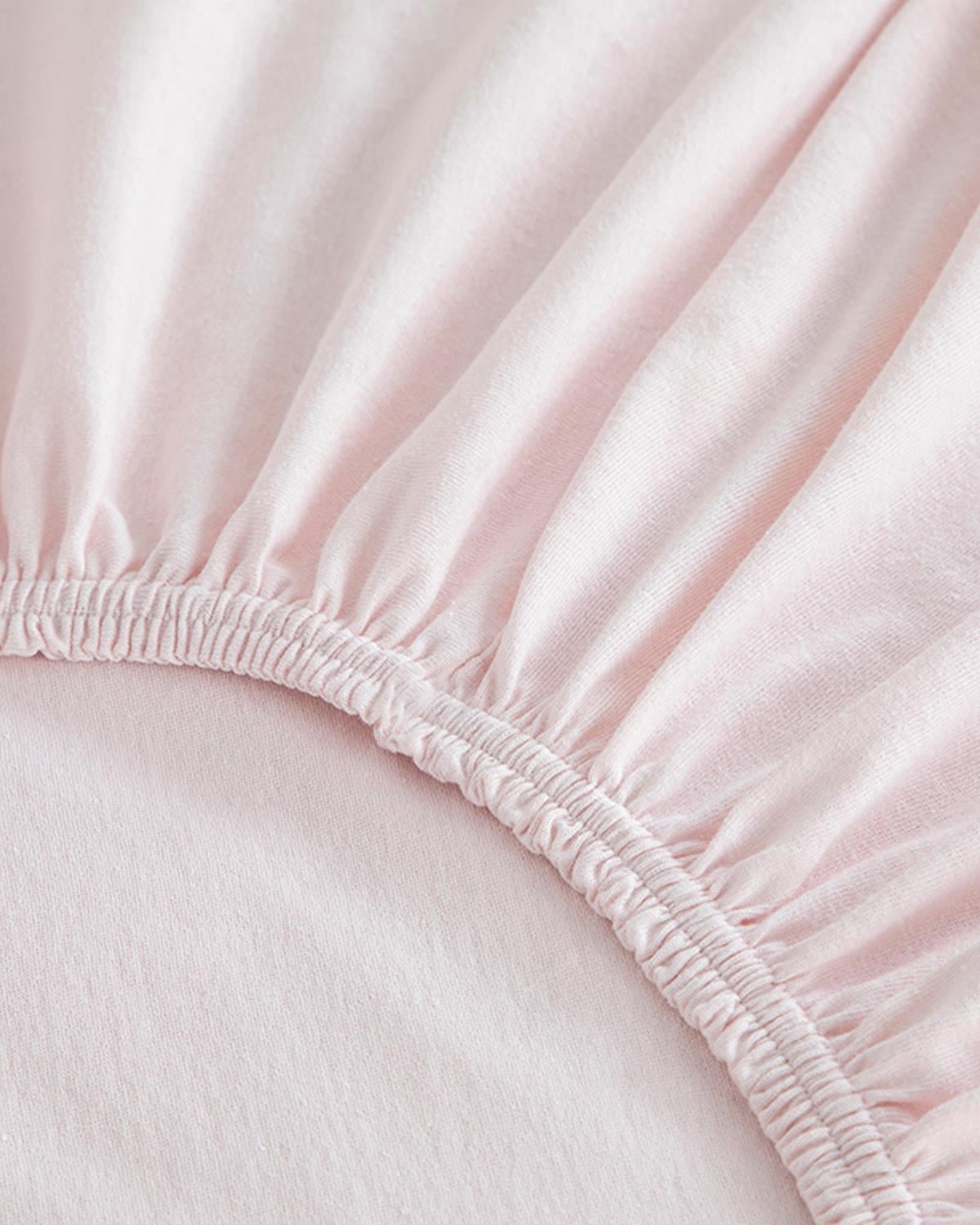 Set cearceaf elastic și față de pernă, pentru o persoană, Straight, bumbac, 100x200 cm/ 50x70 cm, roz pudră