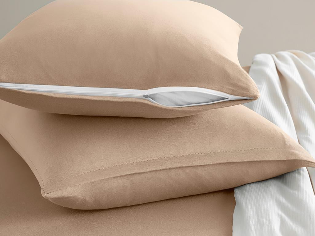 Set cearceaf elastic și față de pernă, pentru o persoană, Straight, bumbac, 100x200 cm/ 50x70 cm, maro