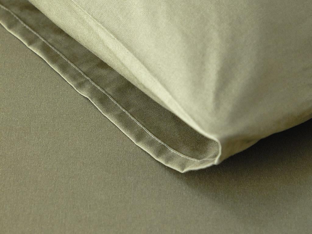 Set cearceaf elastic și fețe de pernă, King size, Plain, bumbac, 180x200 cm/ 50x70 cm, verde închis