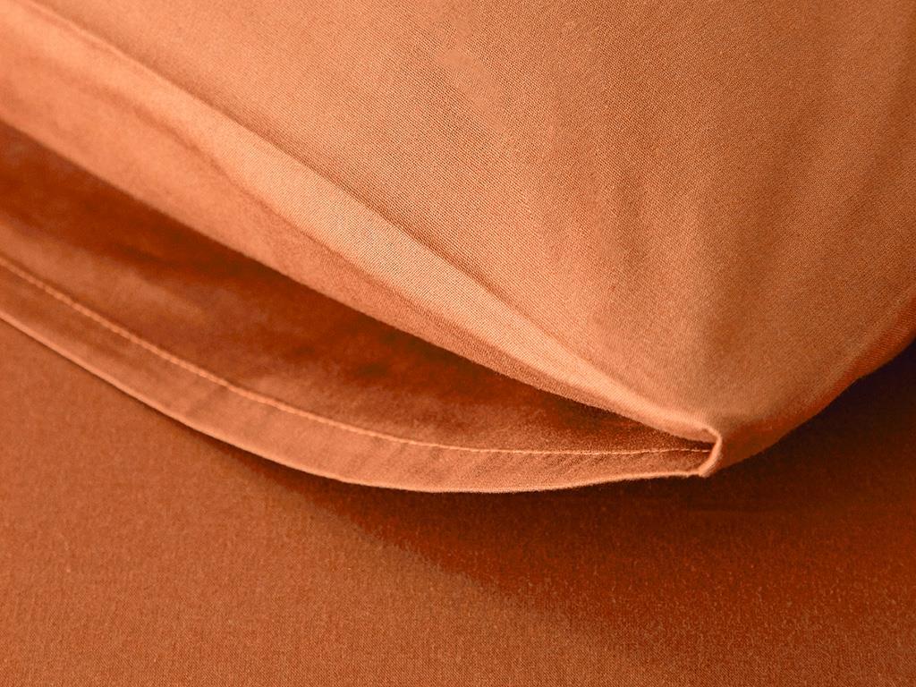 Set cearceaf elastic și fețe de pernă, King size, Plain, bumbac, 180x200 cm/ 50x70 cm, terracotta