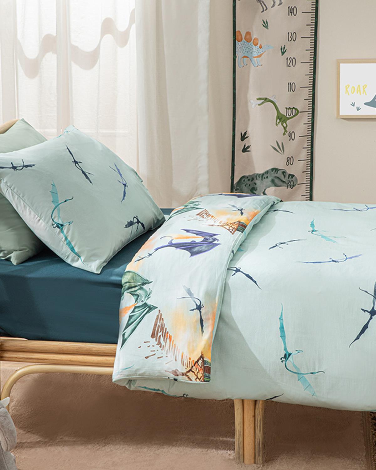 Ejderha Cotton Men's Kids Duvet Cover Set 160x220 cm Green