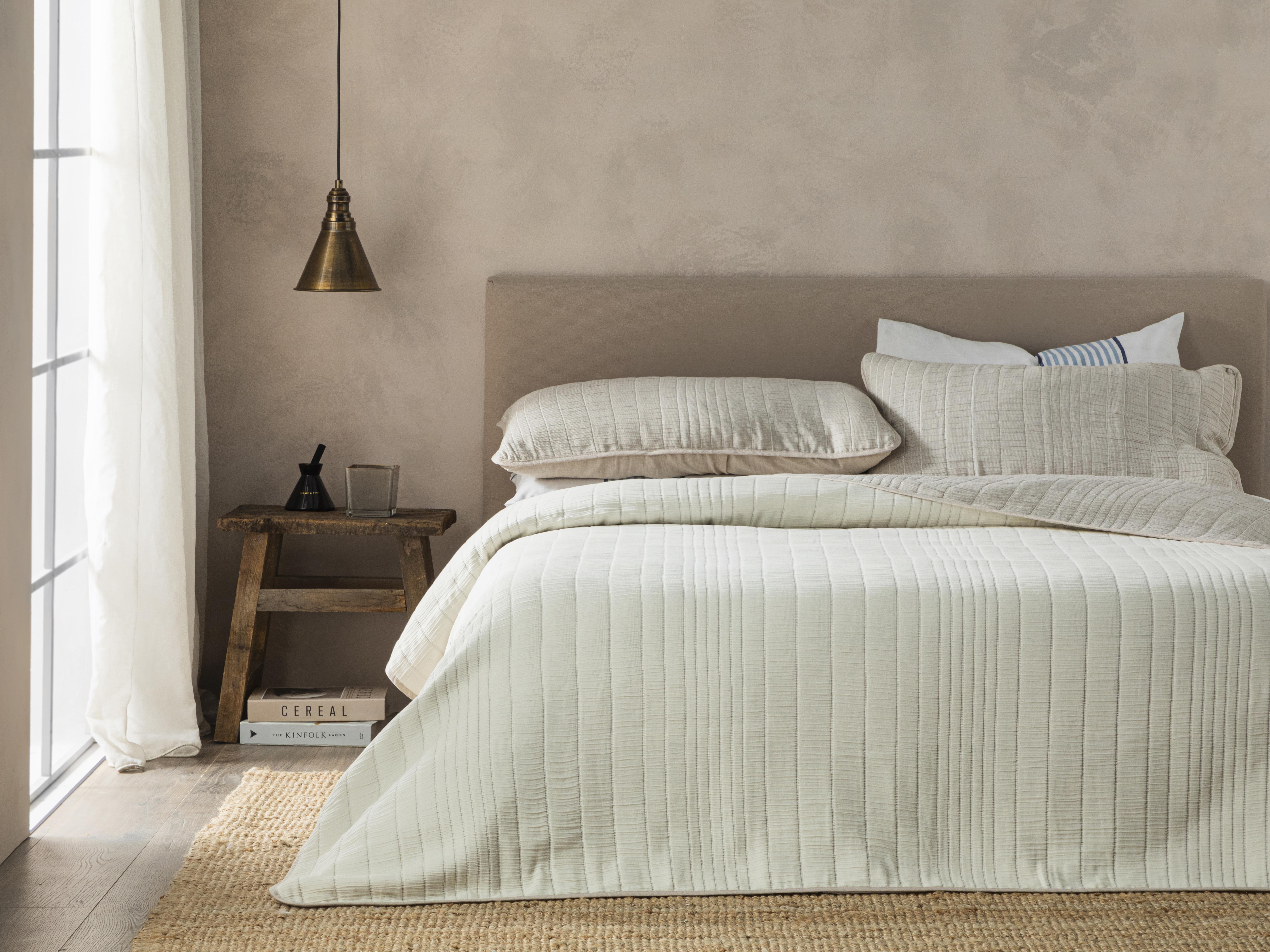 Set cuvertură pat cu față de pernă, pentru o persoană, Cosy Rectangles, bumbac-poliester, 160x240 cm, antracit