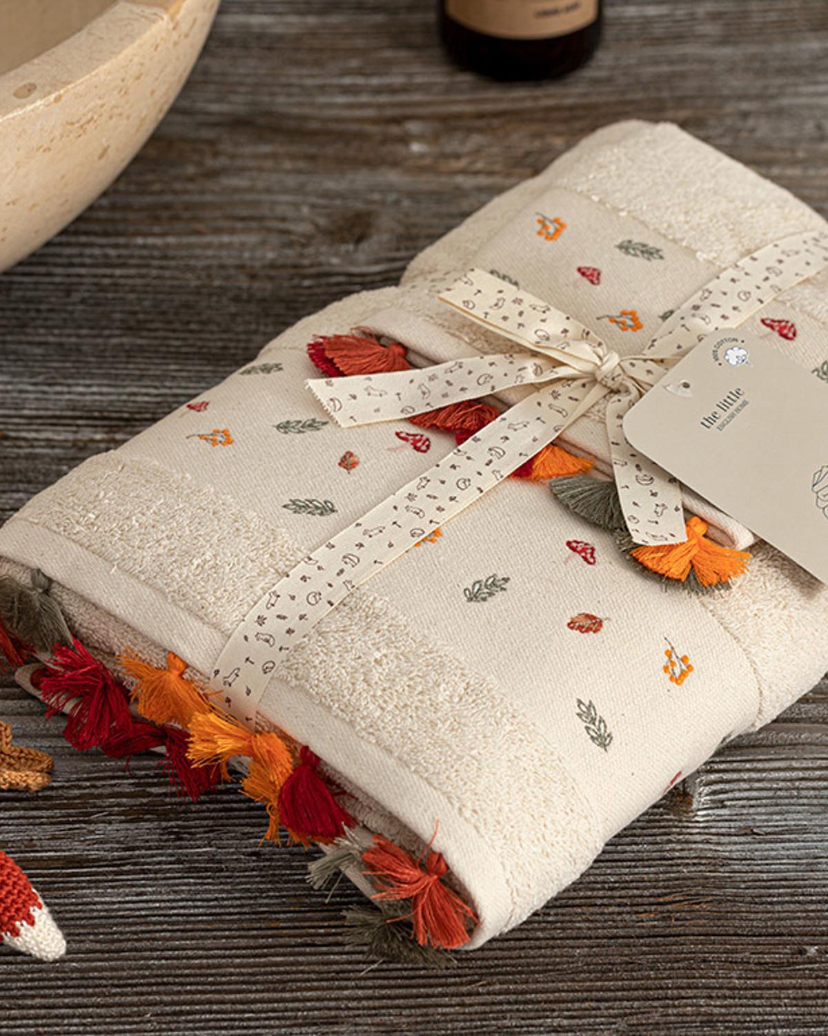 Set prosoape de baie pentru copii, Natural, 75x75 cm+16x21 cm, bumbac, natural