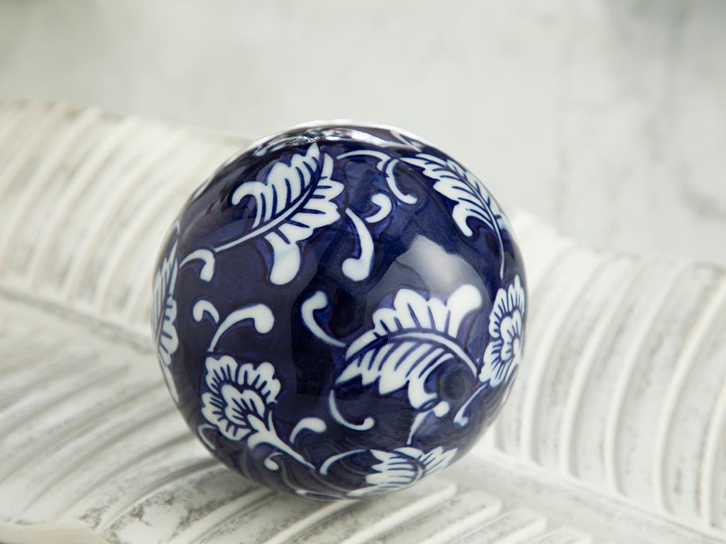 Siena Porcelain Decorative Object 8x8x8 cm Blue - White