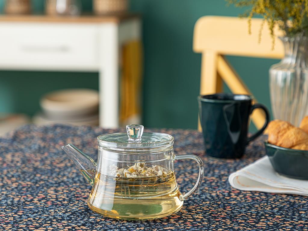 Simple Borosilicate Glass with Strainer Pot 500 ml Transparent