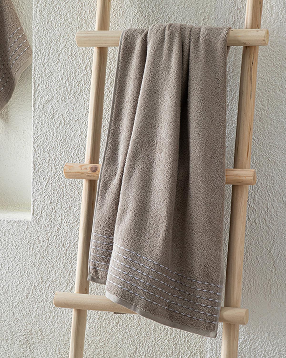 Soft Wave Cottony Bath Towel 70x140 cm Beige