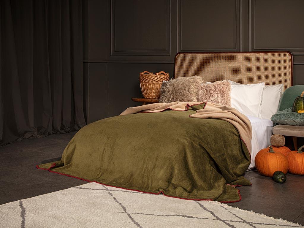 Softy  Drept For One Person  PĂTURĂ 150x200 cm Green-Beige