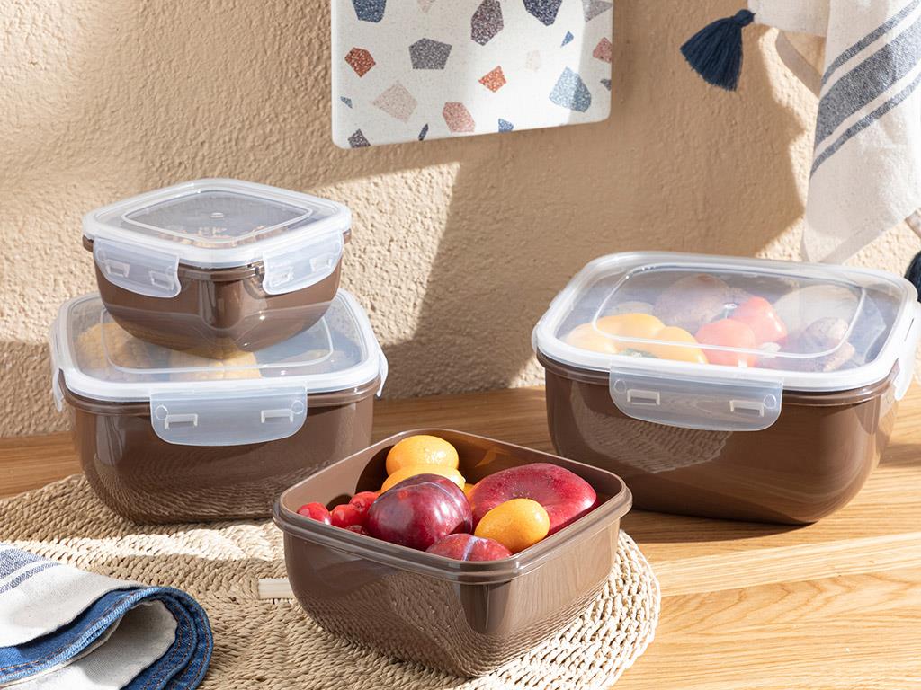 Stella Plastic Square Storage Box 1500 ml Brown