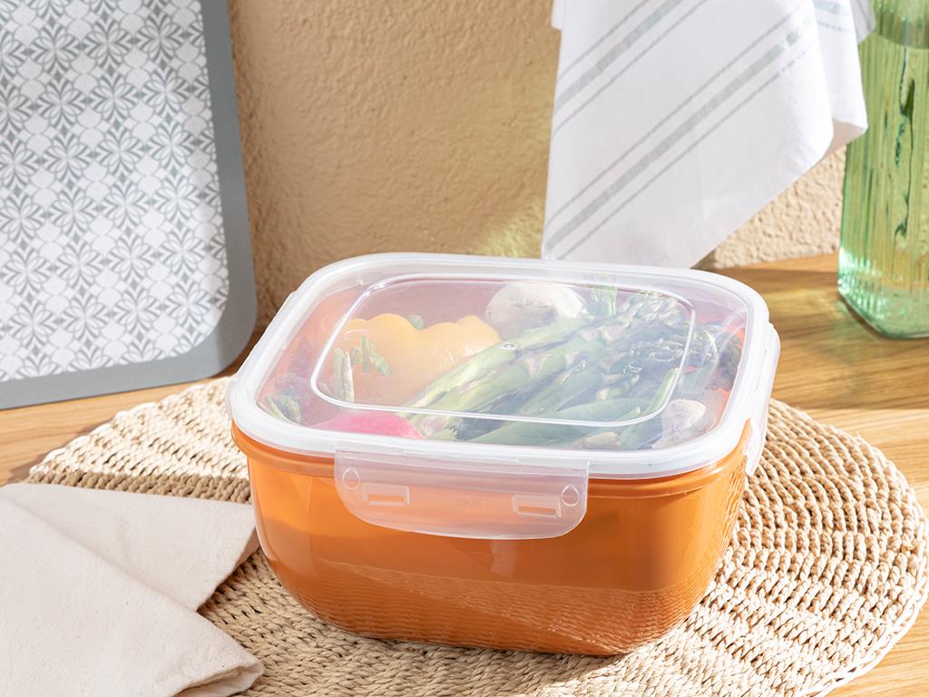 Stella Plastic Square Storage Box 2400 ml Orange,
