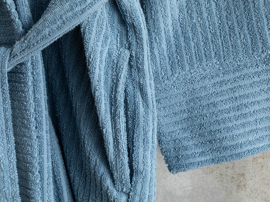 Stripe Halat De Baie Twilled, Bumbac, S-M, Gri-Beige