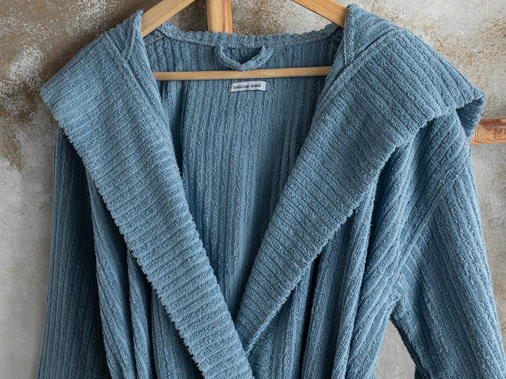 Stripe Halat De Baie Twilled, Bumbac, S-M, Gri-Beige