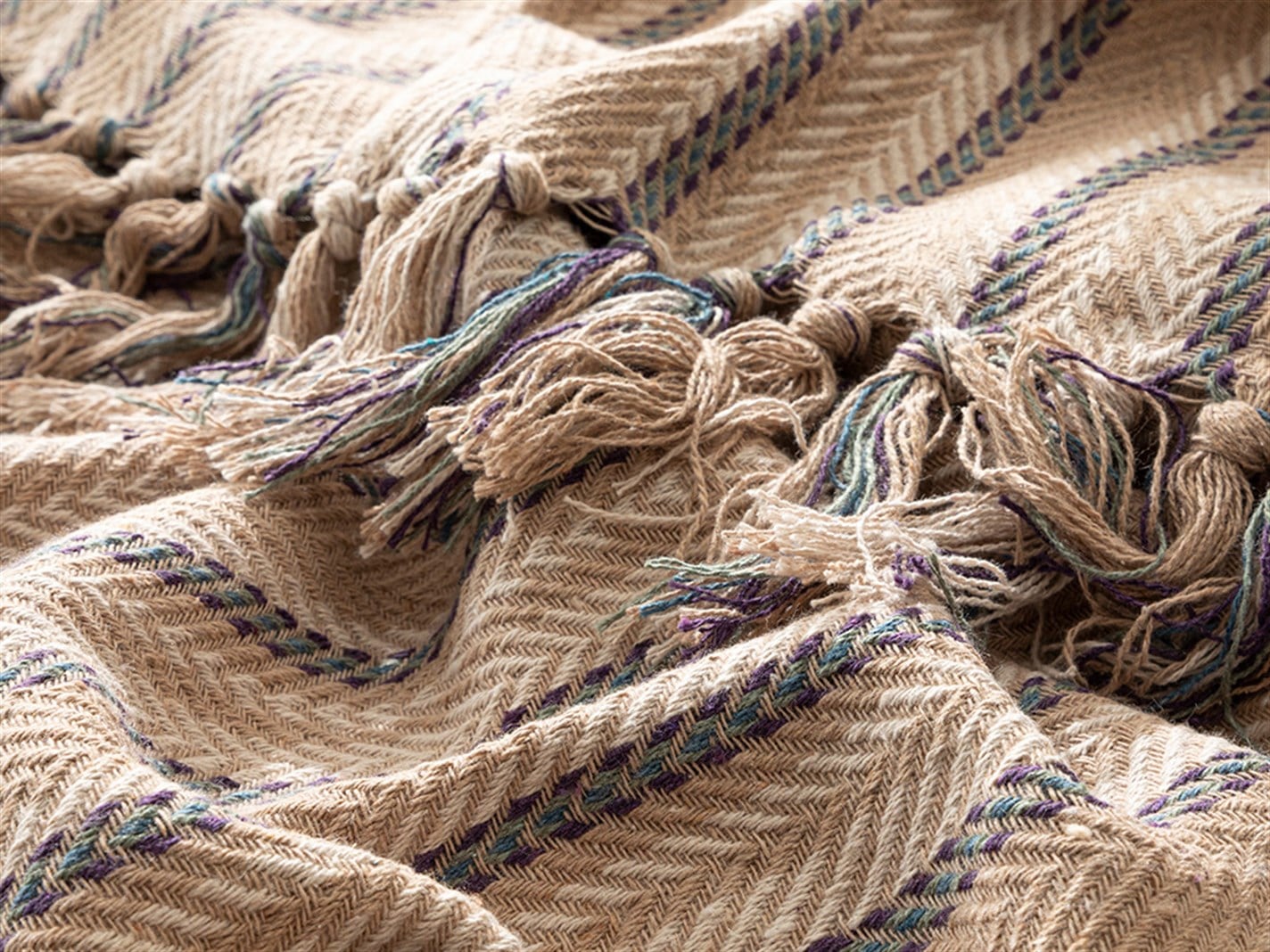 Stripe Wicker  Pentru o persoana 160x240 cm Bej-purpuriu