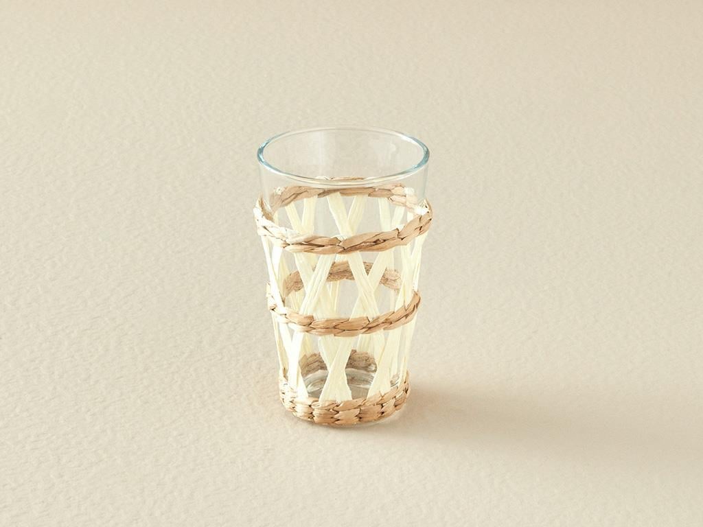 Stripe Wicker Sticlă Cu Răchită Pahar 320 ml Crem.