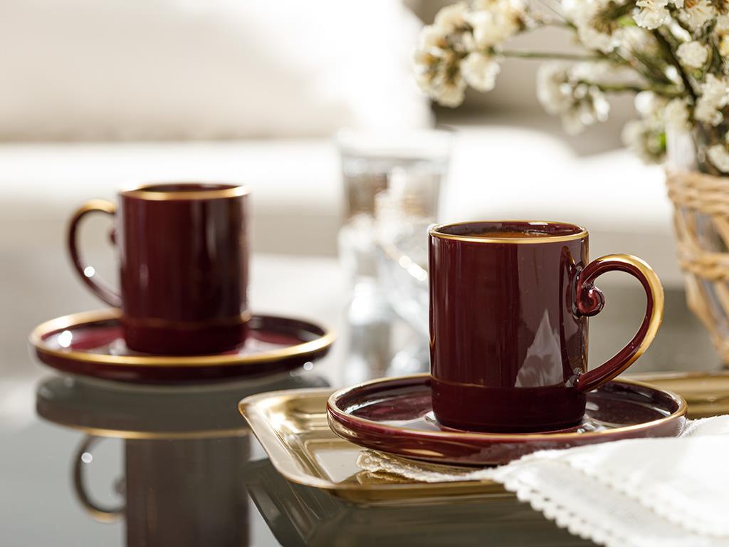 Stripes Porțelan 4 Piese 2 Persoane Set De Cești De Cafea 85 ml mov