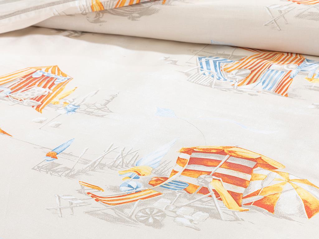 Sunny Beach Bumbac King Size Set Lenjerie De Pat 240*220 Cm Bej