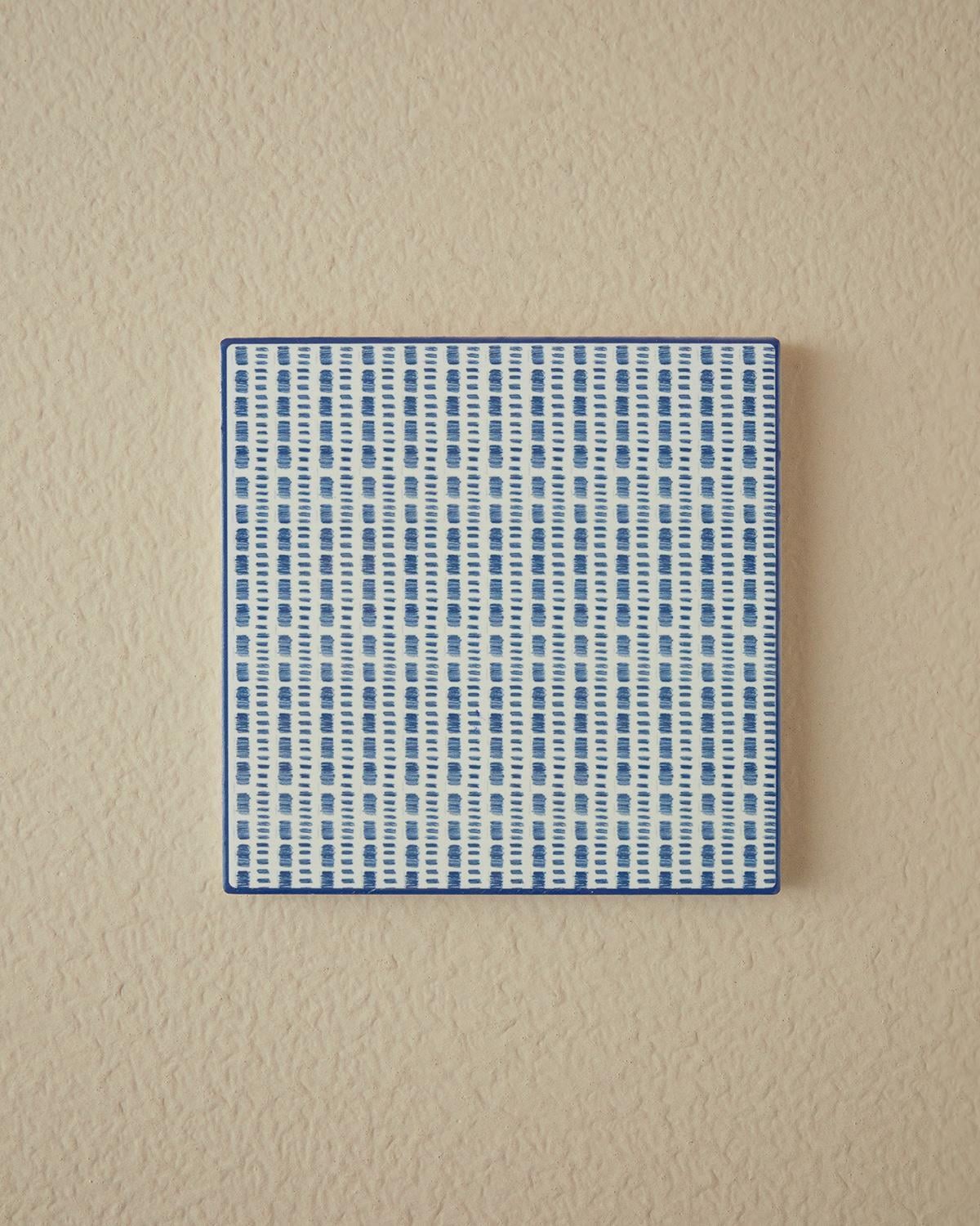 Blue Checked Silicone Hot Mat 16x16 cm Blue