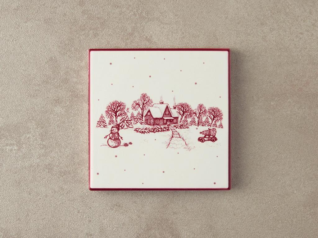 Suport de pahar, Cheerful Pop, ceramică, 10,8 cm, roșu