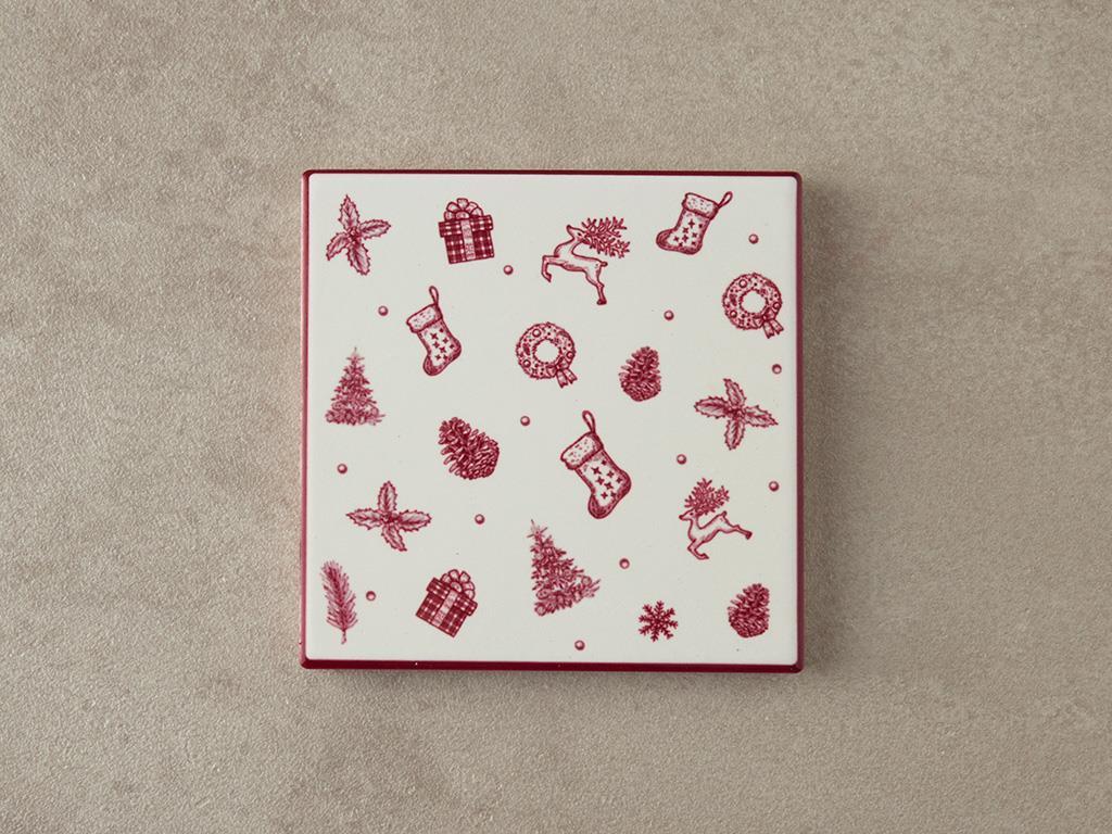 Suport de pahar, Lovely Winter, ceramică, 10,8 cm, roșu
