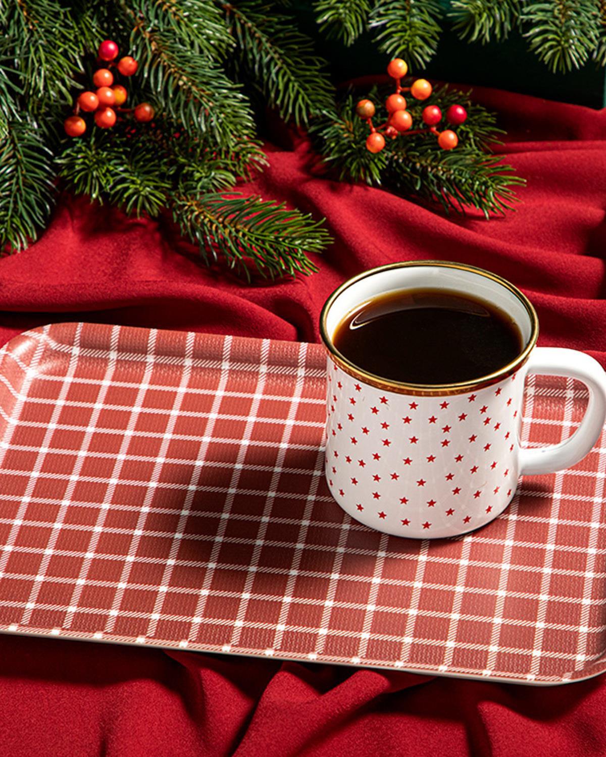 Tavă servire, Basic Checked, melamină, 20x28,5 cm, bordo