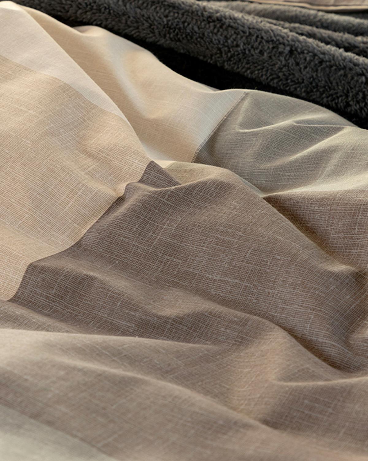 Textured Plaid Set Lenjerie De Pat Single, Bumbac, 160*220 Cm, Gri Deschis