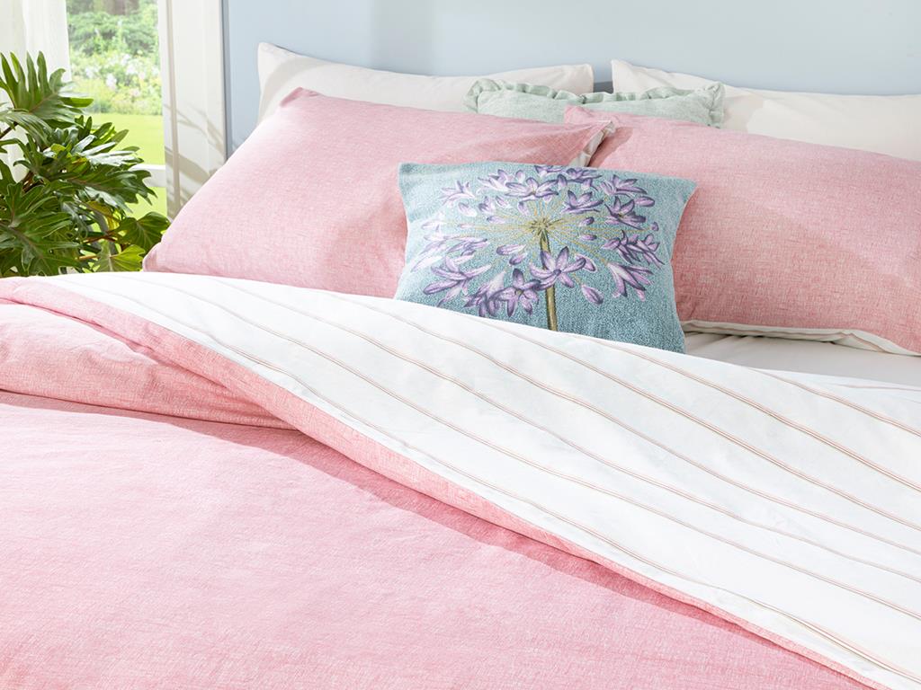 Textured Stripe Cottony  King Size  SET LENJERIE DE PAT 240x220 cm Pink