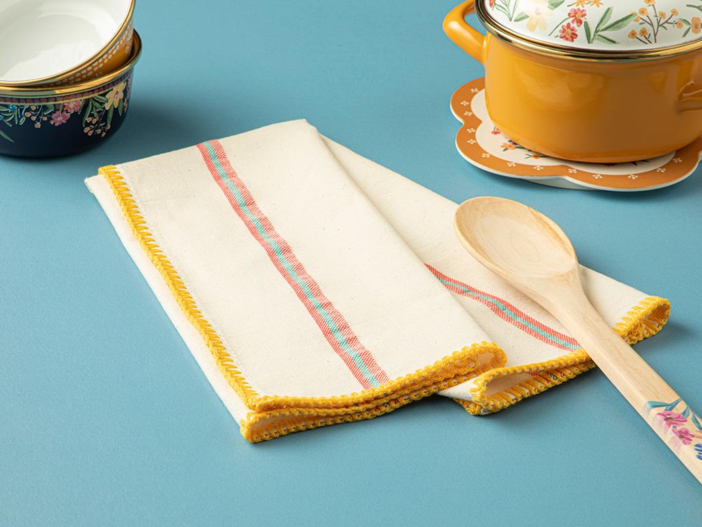 The Best Prosop De Bucătărie Pătură Cusută, Bumbac, 40*60 Cm, Pudra-Ecru