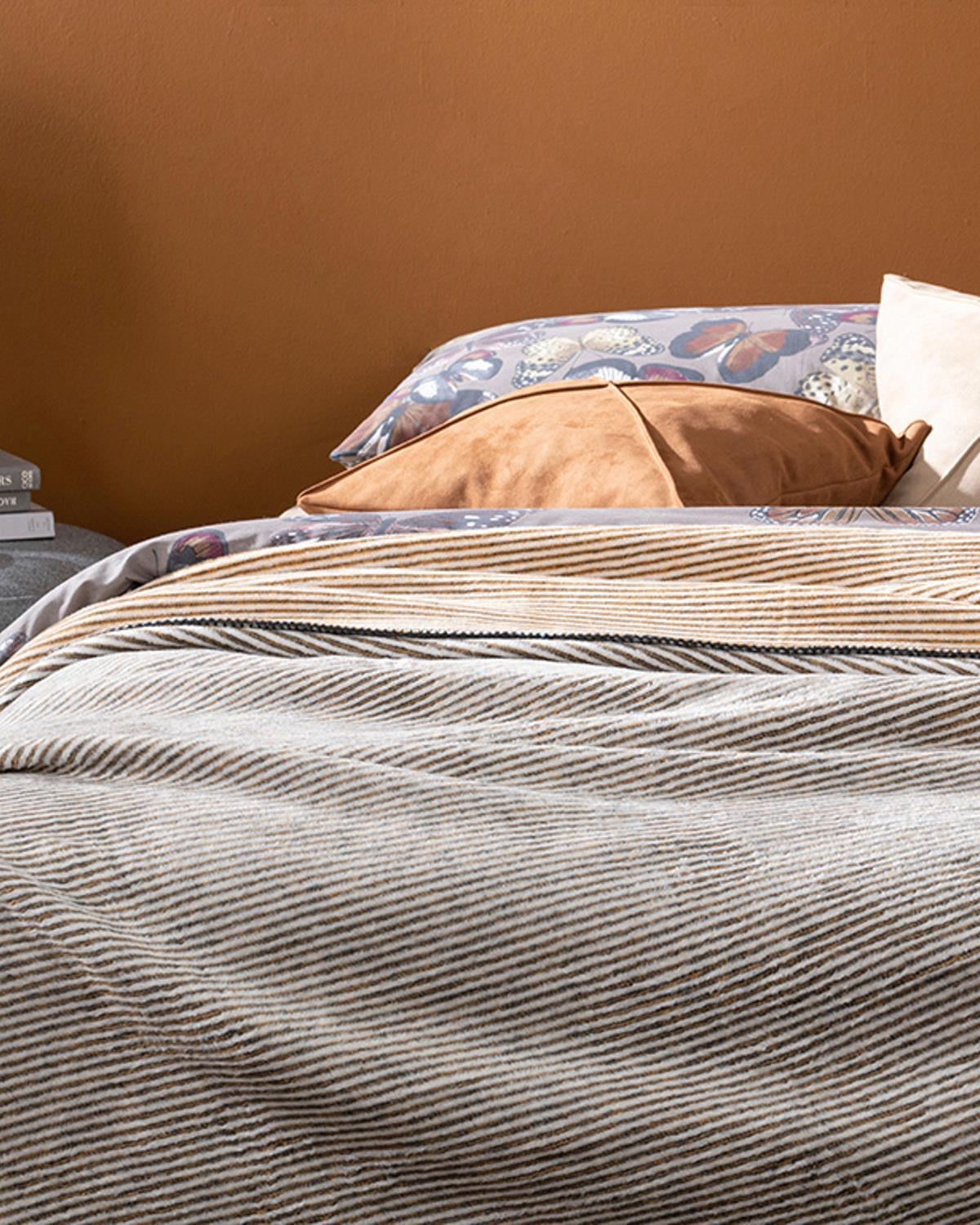 Thin Stripe Cu Bumbac Double Pătură 200x220 cm Antracit - Muștar