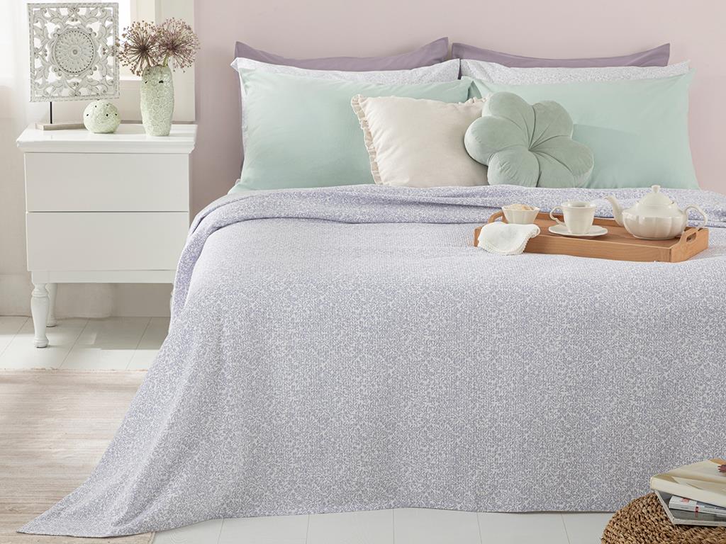 TIMELESS GARDEN Printed King Size Summer Blanket 220x240 cm Lilac.