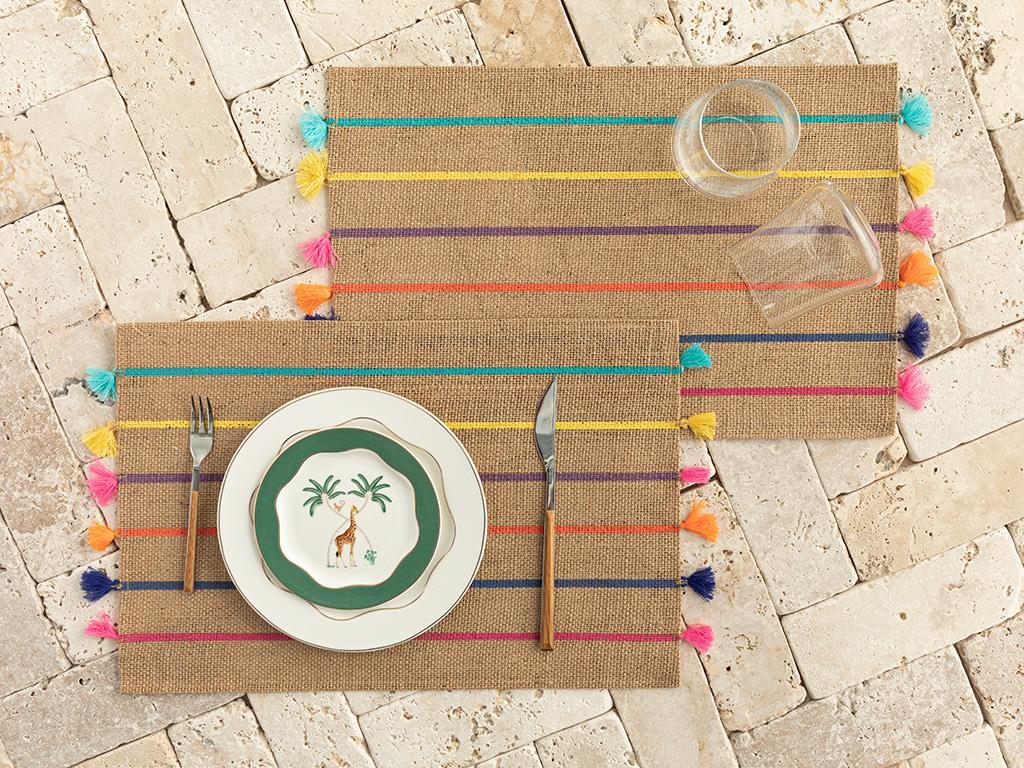 Tofs Suport Farfurie Set 2, Iută, 30*45 Cm, Gri Deschis
