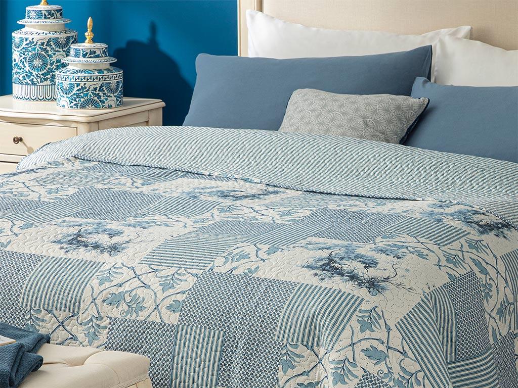 Toile Dublu Cuvertură Multifuncțională 200*220 Cm Albastru