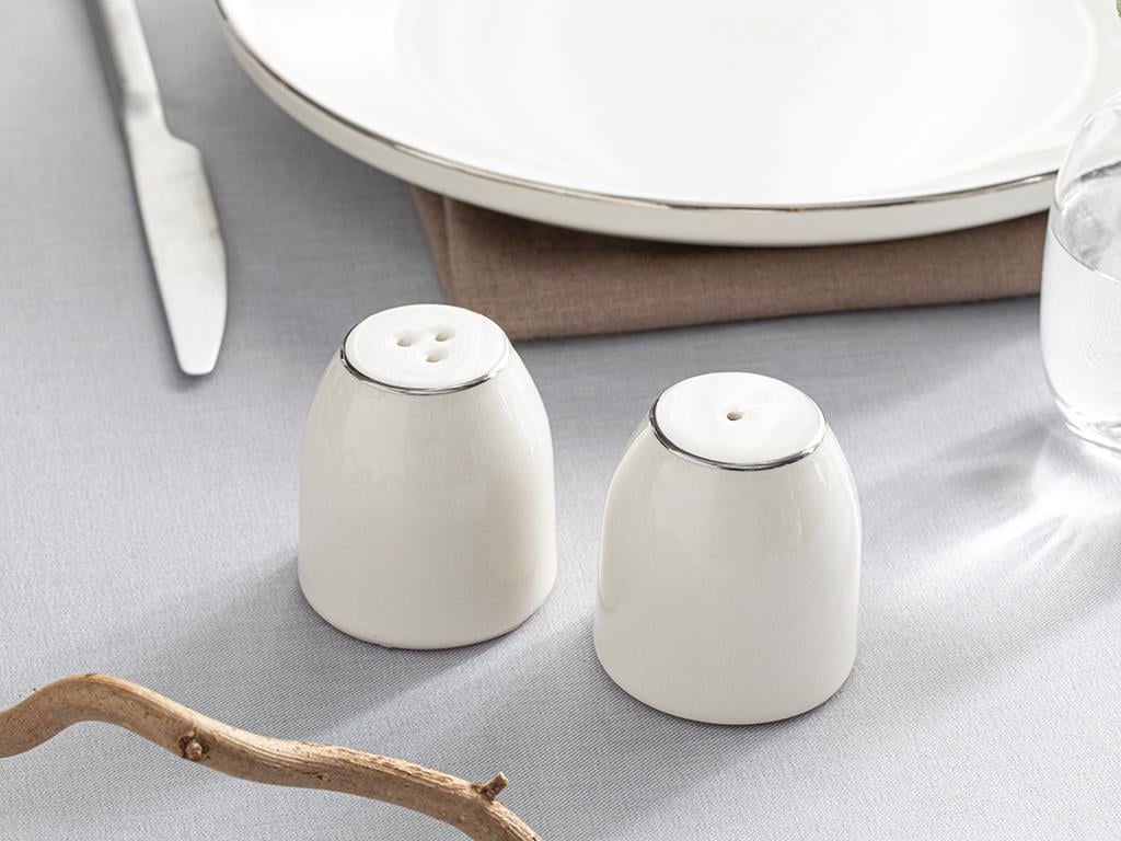 Torino Porcelain Salt And Pepper Shak 5,5x5 cm Silver.