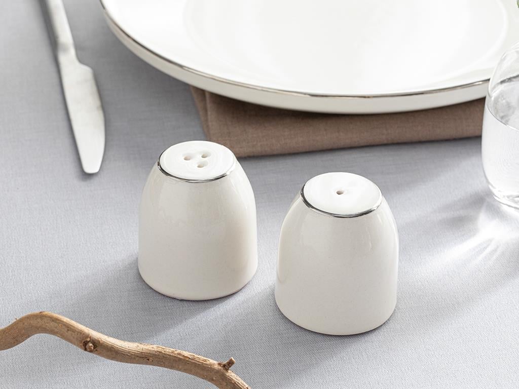 Torino Porcelain Salt And Pepper Shak 5,5x5 cm Silver.