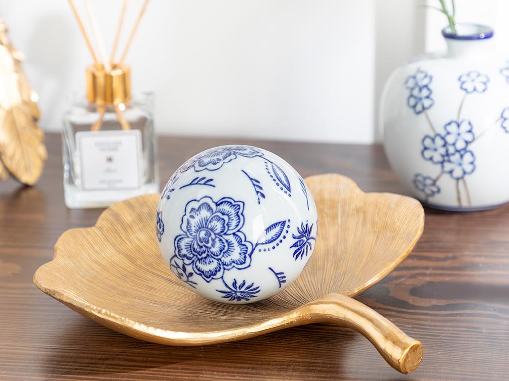 Blue Rose Porcelain Decorative Object 8x8x8 cm Blue-White