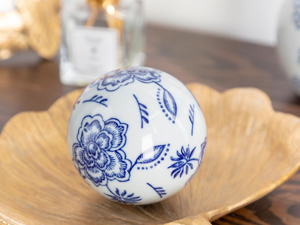 Blue Rose Porcelain Decorative Object 8x8x8 cm Blue-White