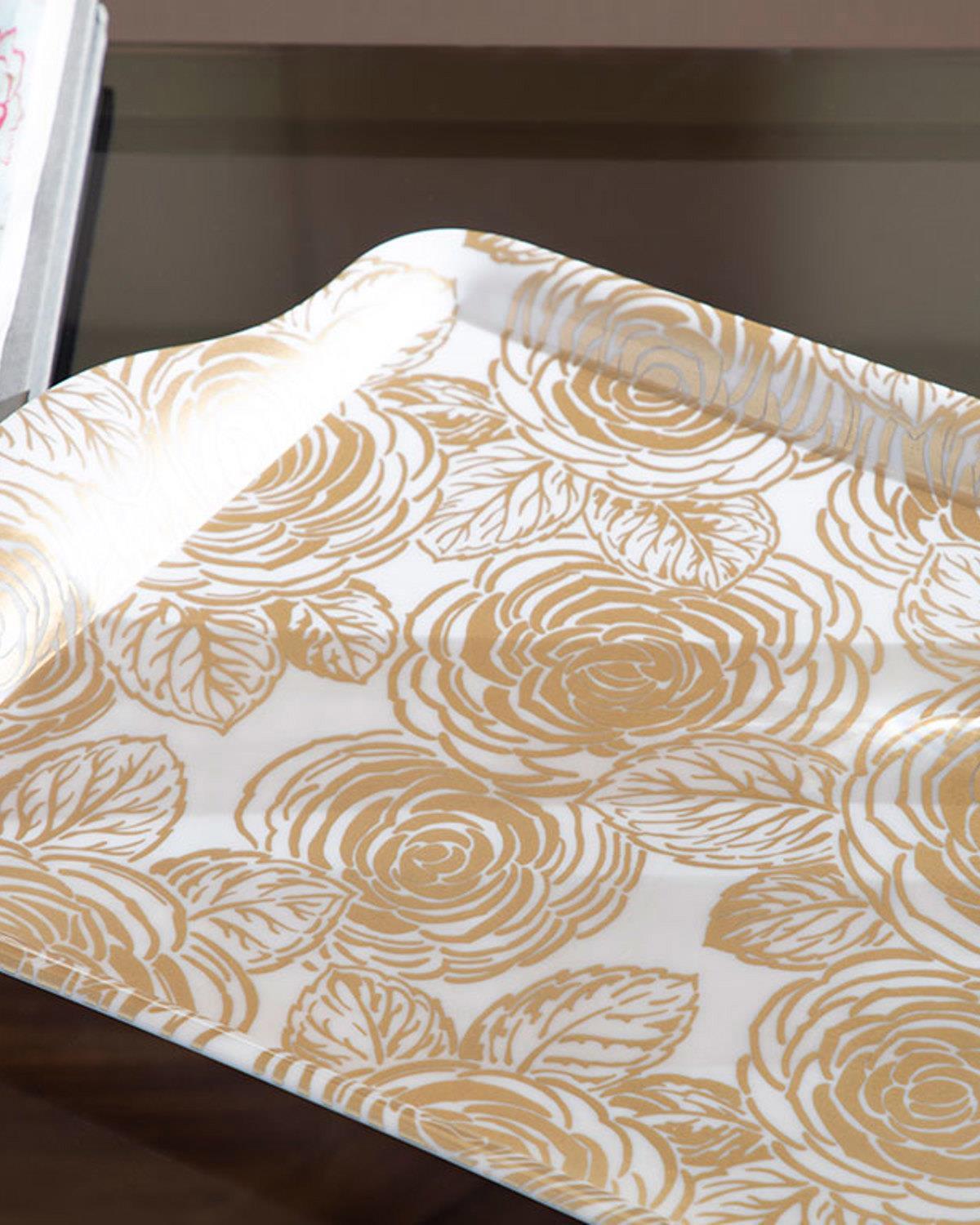 Chic Rose Tray 32x20 cm White