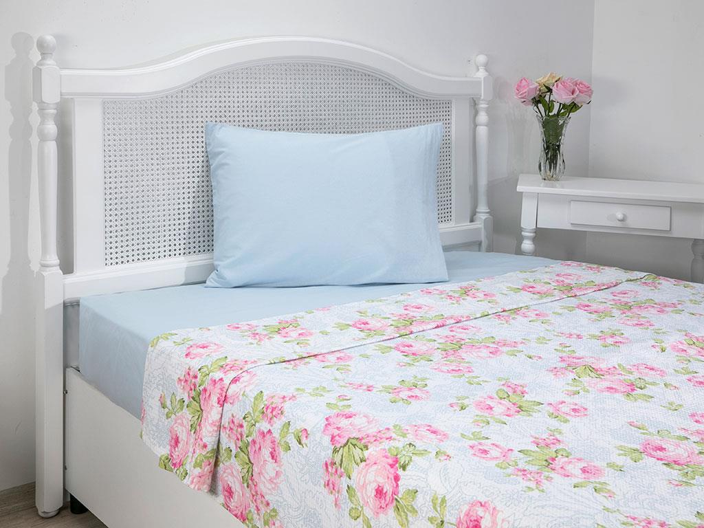 Trandafir de mână  Cu imprimeu Pentru o persoana  SET CUVERTURĂ 150x220 cm Roz