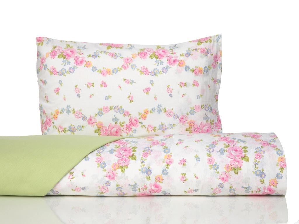 Trandafir de primăvară  Jacard For One Person  SET LENJERIE DE PAT 160x220 cm Green